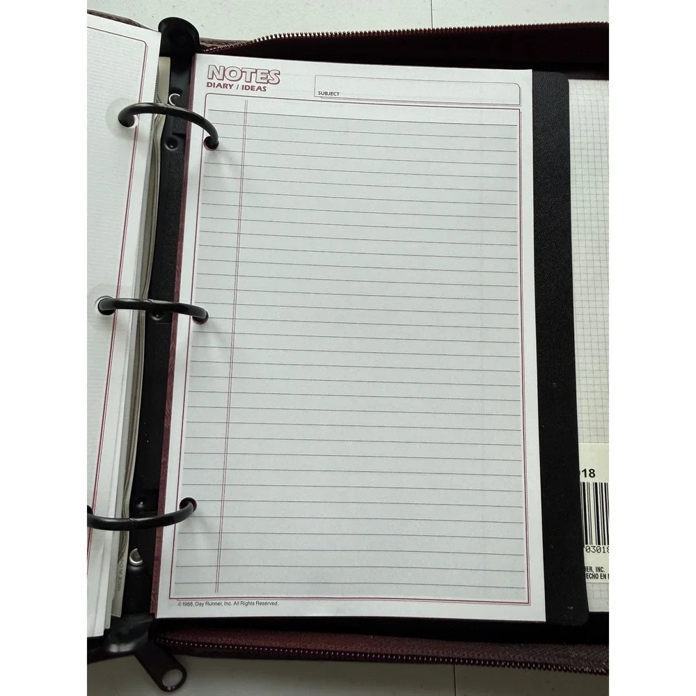Vintage Dayrunner Planner 3 Ring 8 x 10 Classic Edition Madrid Burgundy Filled